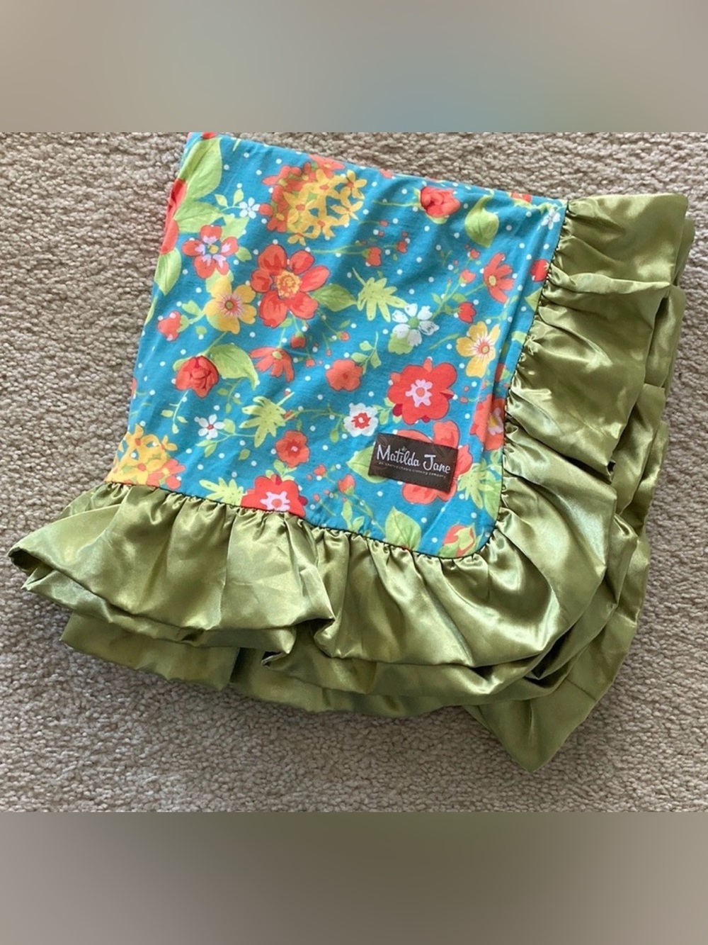 Matilda Jane no reservations blanket Wish You Were Here floral Satin Green trim